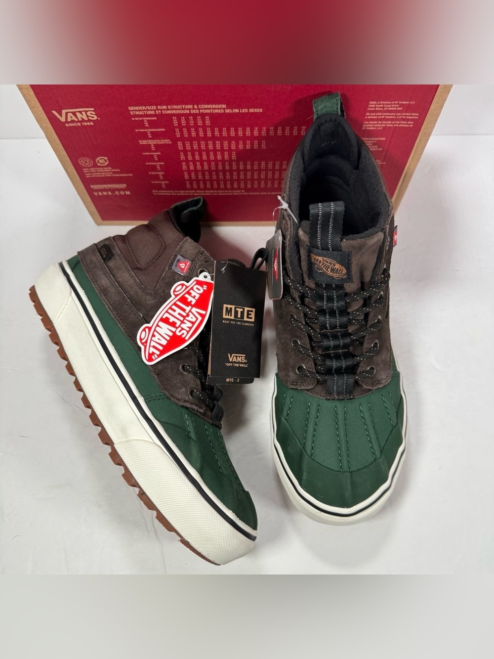 Vans Sk8-Hi Del Pato MTE-2 All Weather Brown Green Sneakers Women 9.5 Men 8